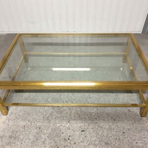 Table basse laiton et verre années 80