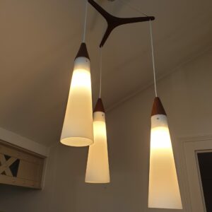 Suspension scandinave teck et verre 1960