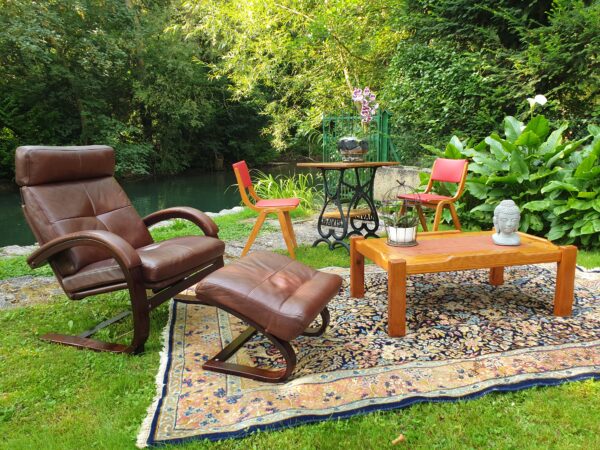 Fauteuil + ottoman cuir Nelo Sweden