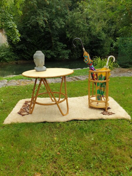 Table basse rotin vintage 1960