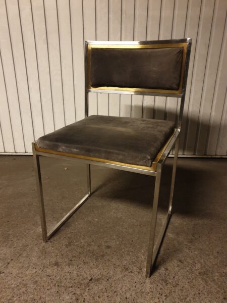 Chaise métal et cuir vintage W.Rizzo 1970