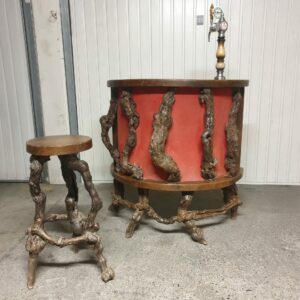 Bar brutaliste en ceps de vigne Mid-Century
