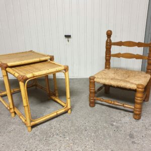 Tables gigognes rotin 60's Mid-Century