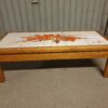 Table basse vintage orme et céramique 70's