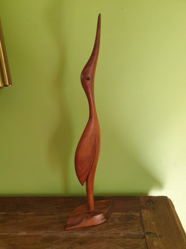 Sculpture héron en teck design scandinave années 60