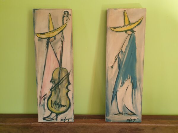 Paire tableaux Mariachi DeGrazia années 60 Mid-century – Image 4