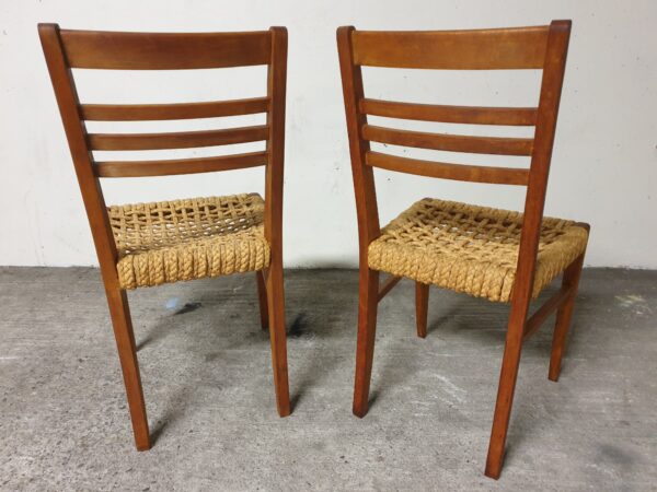 Chaises Audoux Minnet en chêne et corde 1950 set de 2 – Image 4