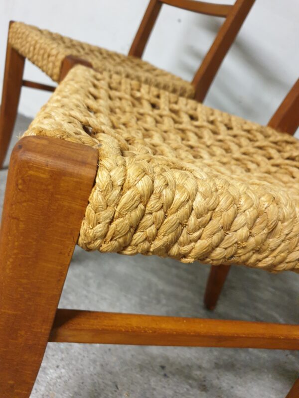 Chaises Audoux Minnet en chêne et corde 1950 set de 2 – Image 7