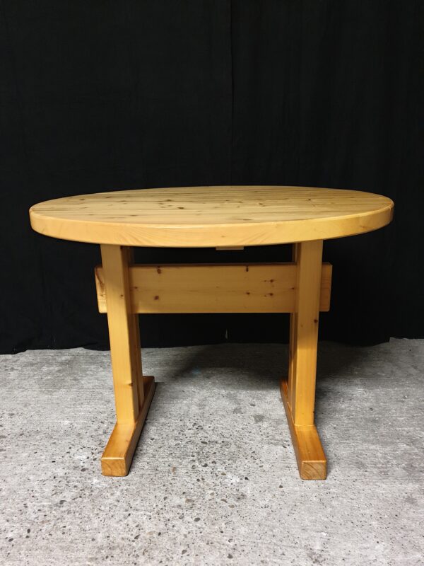 Table à manger ronde Charlotte Perriand Les Arcs vintage en pin des années 60 – Image 6