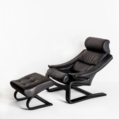 Fauteuil design Kroken cuir 1960